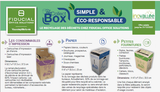 Centrale d’achats inovallée / Fiducial Office Solutions : cap sur la RSE avec 86% de produits verts commandés et une offre spéciale recyclage des déchets pour 2022
