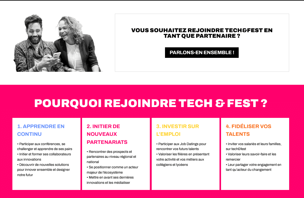 Rejoignez Inovallée et le Tarmac sur Tech&amp;Fest pour promouvoir votre excellence technologique, rencontrer des clients et partenaires, renforcer votre marque employeur auprès des jeunes et rencontrer des candidats : 20% de réduction sur le prix du stand pour les adhérents inovallée !